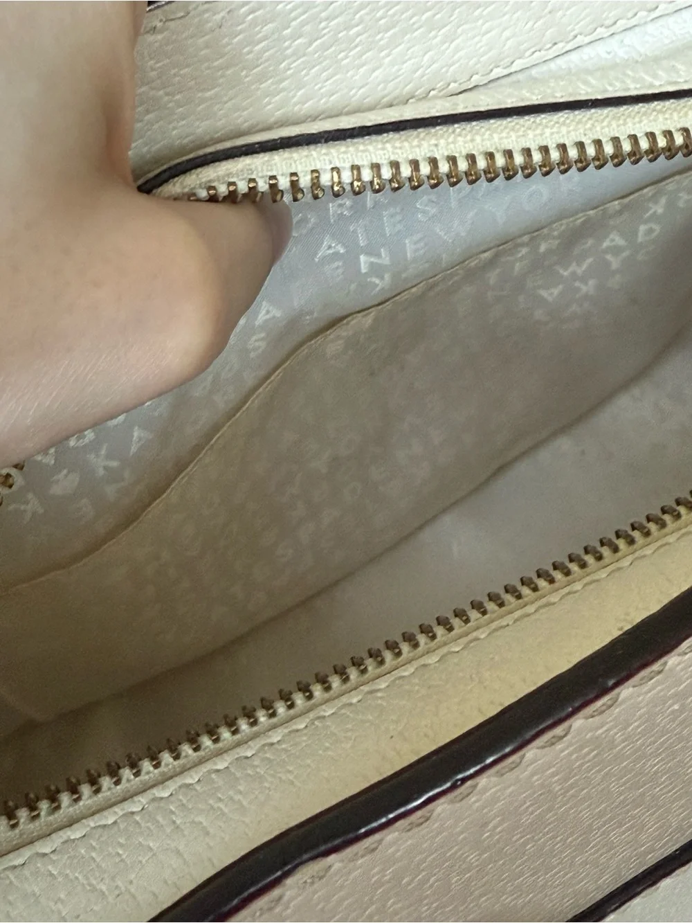 Kate Spade Grove Street Caley Satchel Cement Beige Pink White